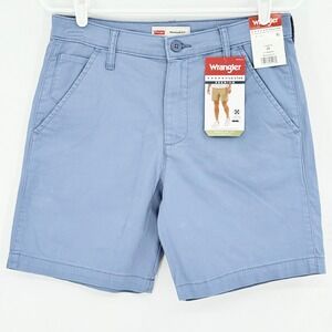 Wrangler Men's Regular Blue Chino Shorts Sz 28x7 Five Pockets Medium Stretch NWT